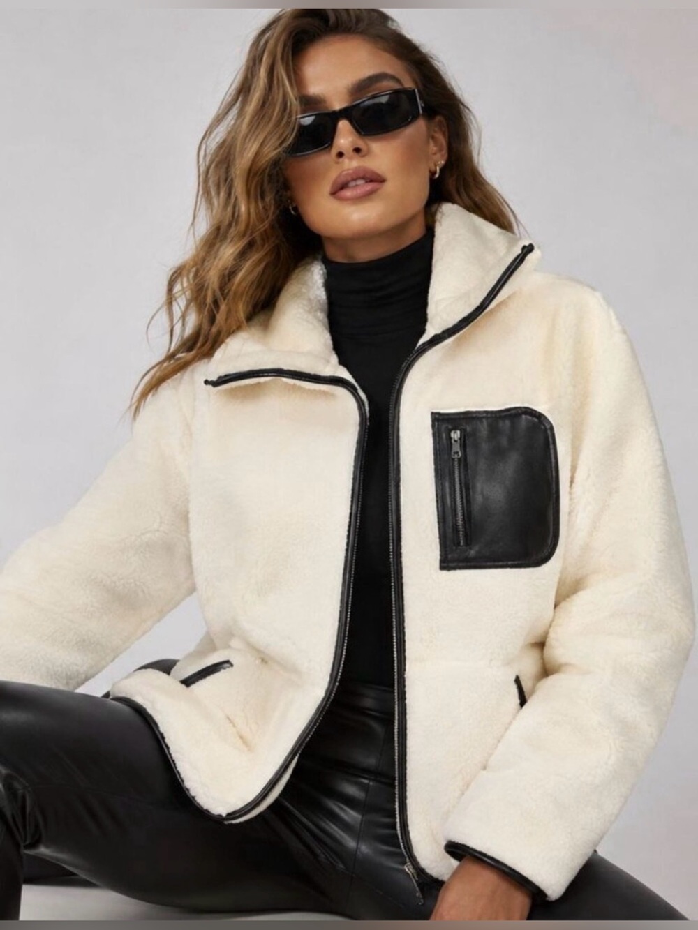 NWT Women's  Spanx Women's Full-Zip Fleece Plush Frosted Ivory Jacket XS